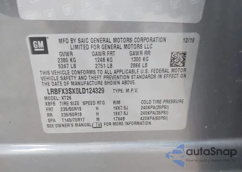 2020 Buick Envision Awd Premium I z USA, uszkodzony, nr VIN LRBFX3SX0LD124329